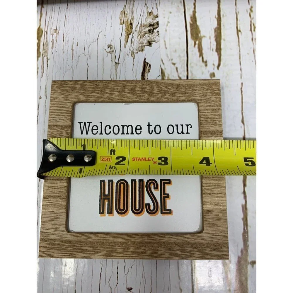 Rustic Haunted House Welcome Sign 4in Square Halloween Decor Tiered Tray Holiday